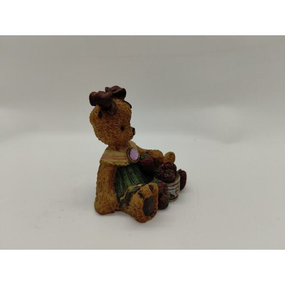 Teddy Bear Figurine by Young's - June Birthstone Amethyst Strawberry - 2 Inches - Picture 4 of 6
